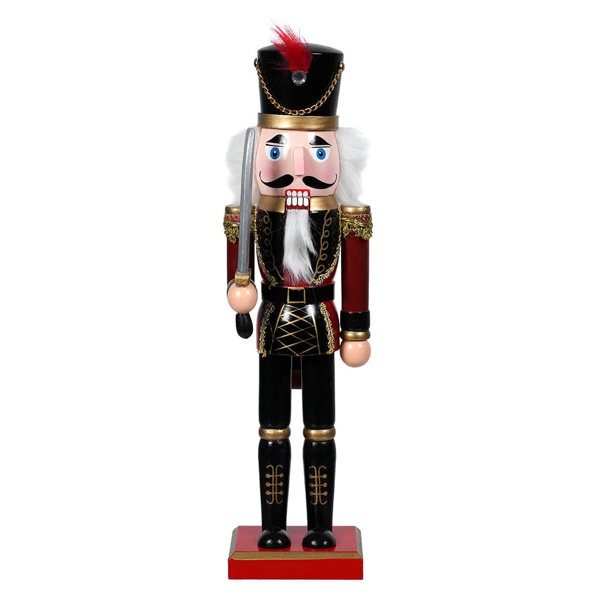 Wooden Black & Maroon Soldier Nutcracker