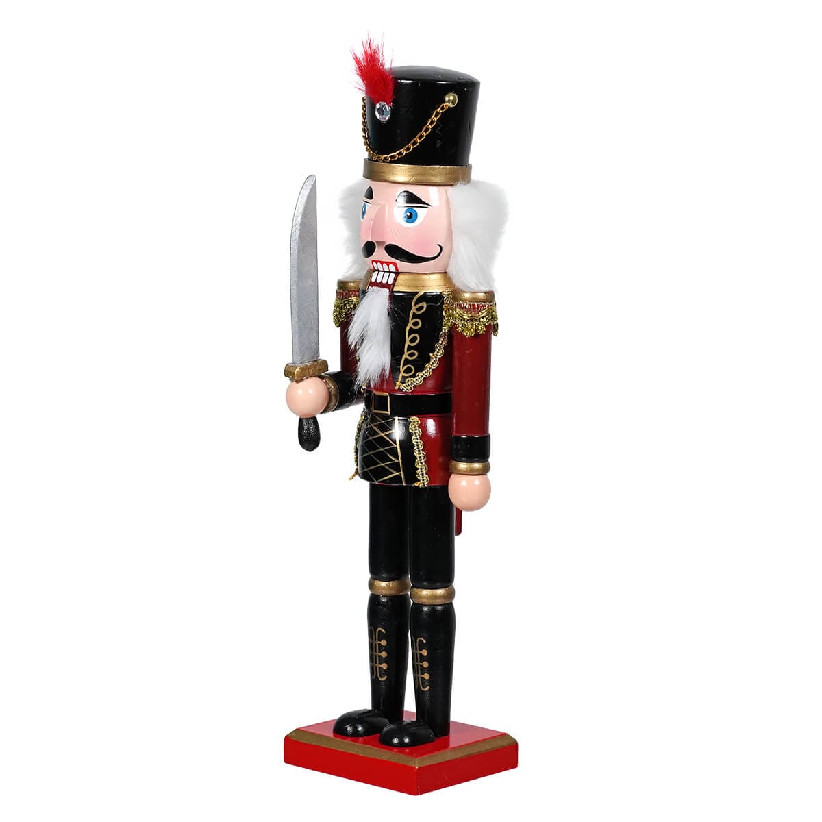 Wooden Black & Maroon Soldier Nutcracker