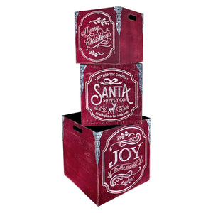 Wooden Engraved Holiday Design Boxes Set/3