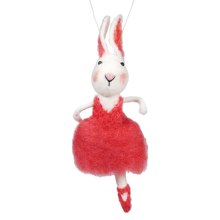 Wool Felt Bunny In Tutu Ornament - Ornaments