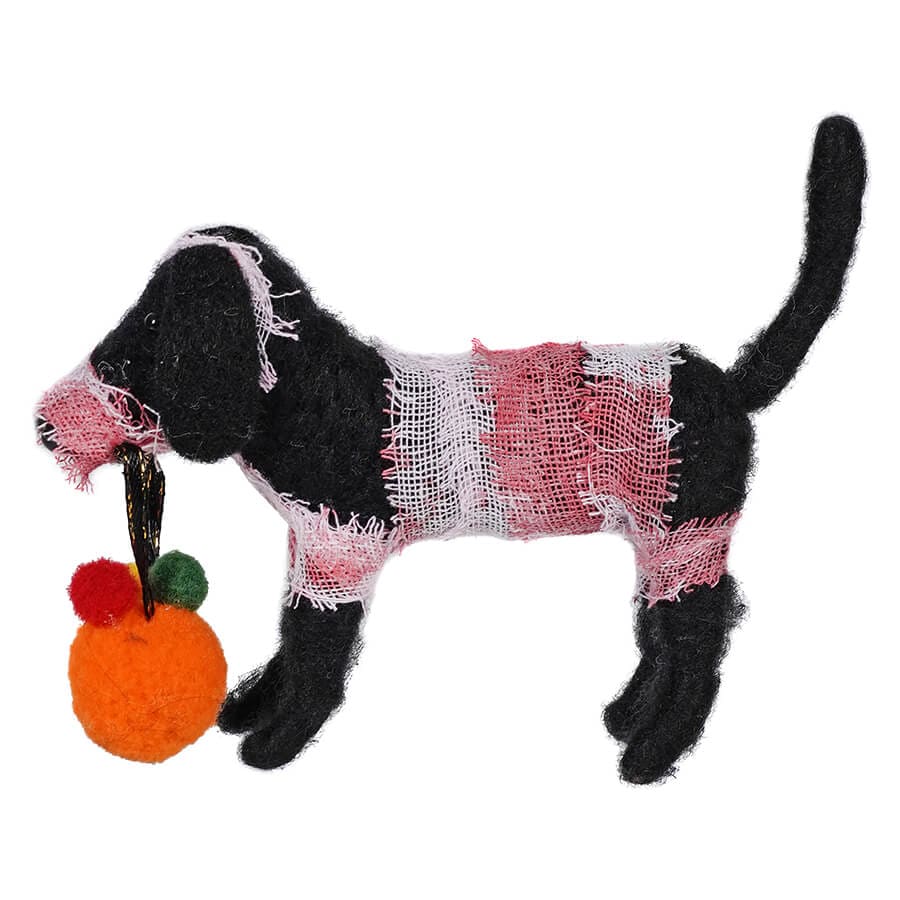 Wool Felt Dog In Mummy Costume - Halloween