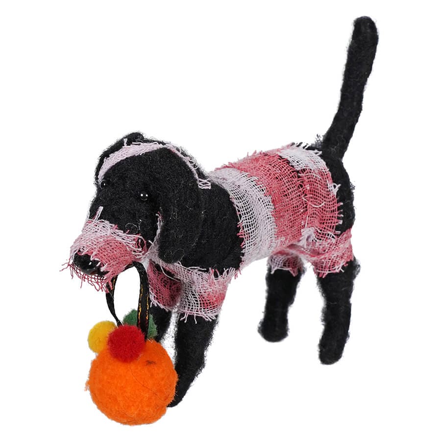 Wool Felt Dog In Mummy Costume - Halloween