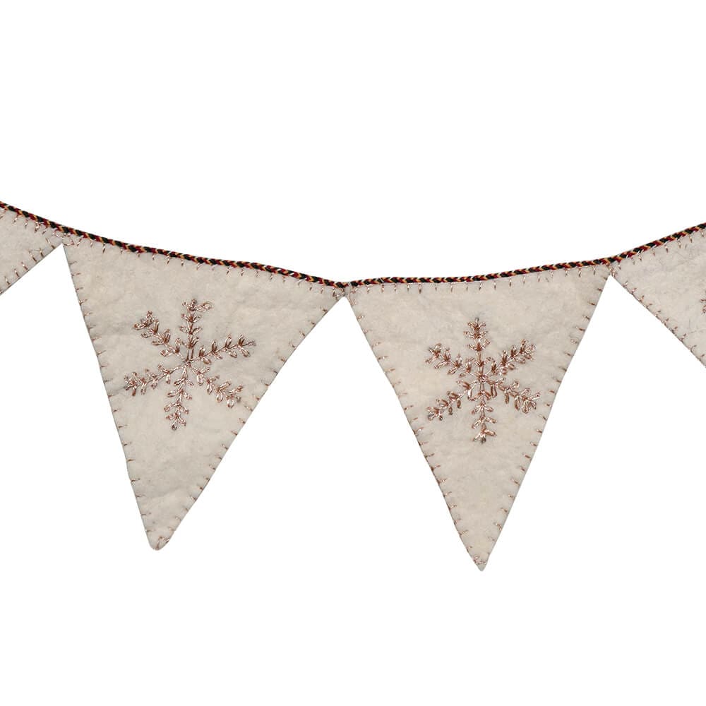 Wool Felt Snowflakes Pennant Garland