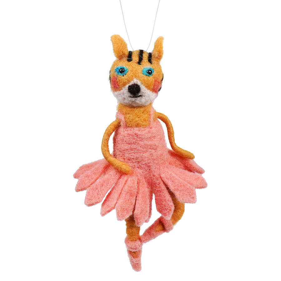 Wool Felt Tiger In Tutu Ornament - Ornaments