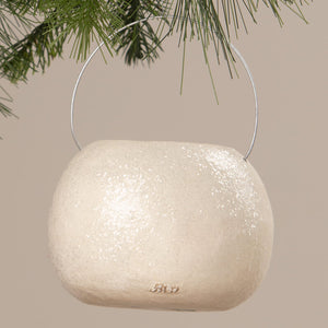 Off-white textured ceramic worried snowman bucket with glittery finish and silver wire handle christmas buckets & lanterns