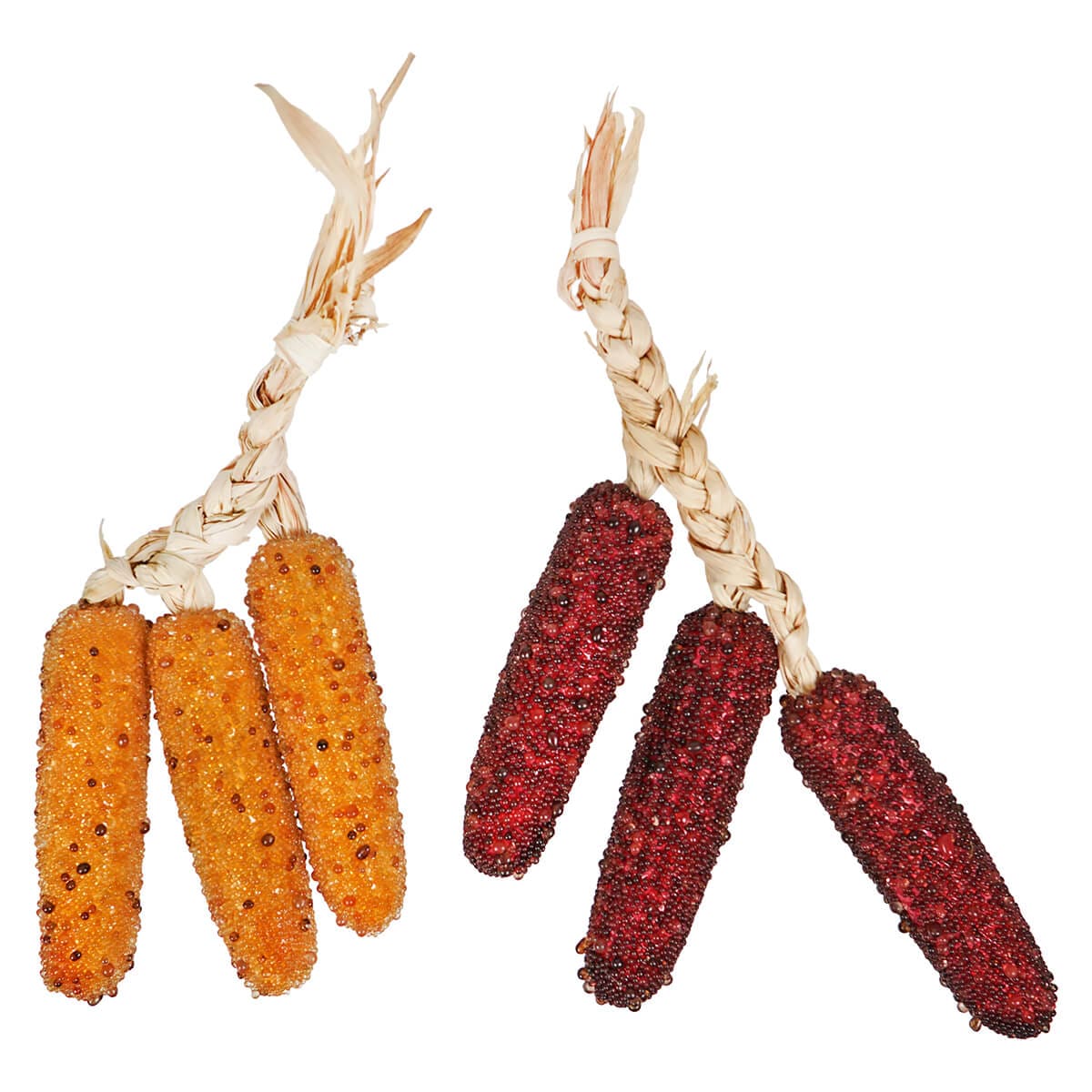 Yellow & Burgundy Beaded Corn Bundles Set/2