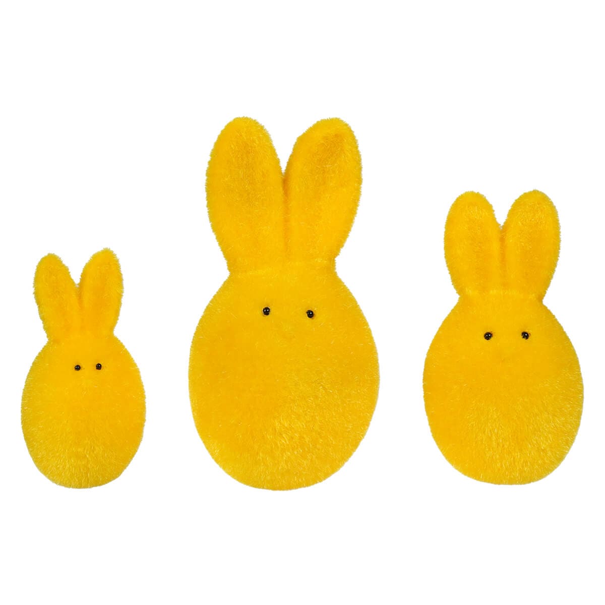 Yellow Flocked Bunny Eggs Set/3 - Easter