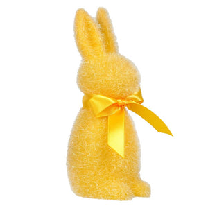 Yellow Flocked Pastel Button Nose Bunny - Easter