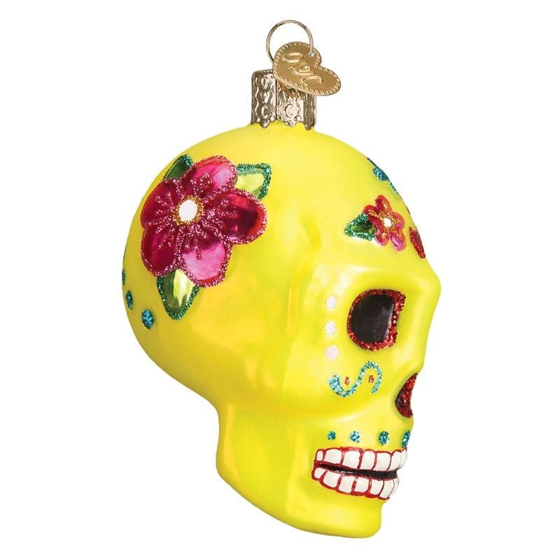 Yellow Sugar Skull Ornament