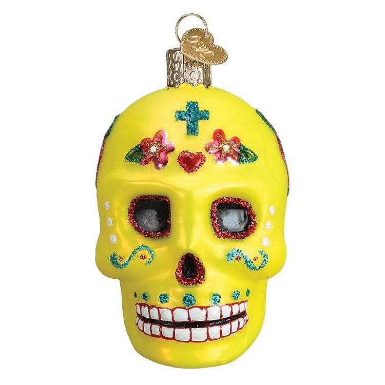 Yellow Sugar Skull Ornament