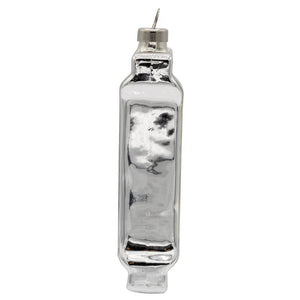 Silver hammered glass york peppermint pattie ornament bottle shape with metallic cap official licensed ornament