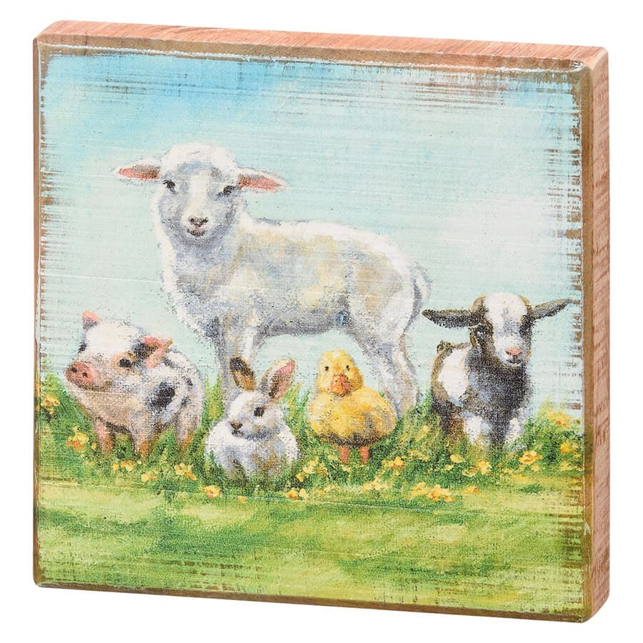 Young Farm Friends Block Sign - Easter