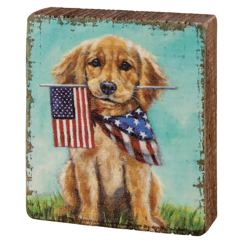 Puppy Flags Block Sign