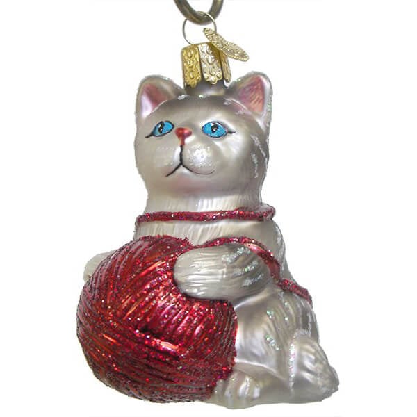 Grey Playful Kitten Ornament