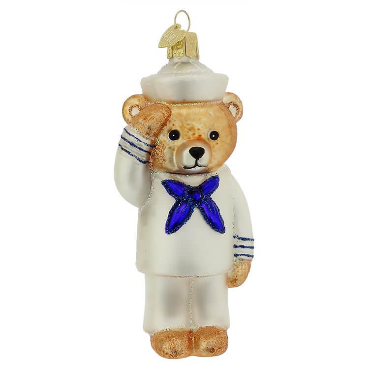 Navy Bear Ornament