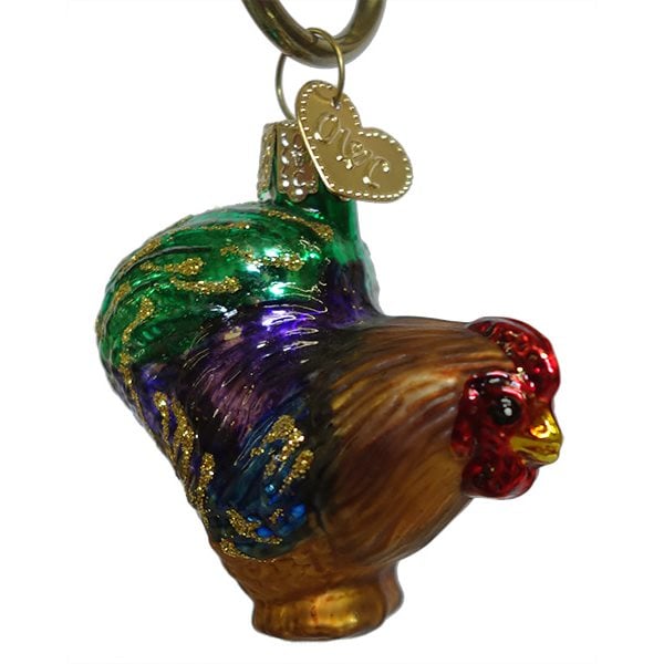 Mini Multi-Colored Rooster Ornament