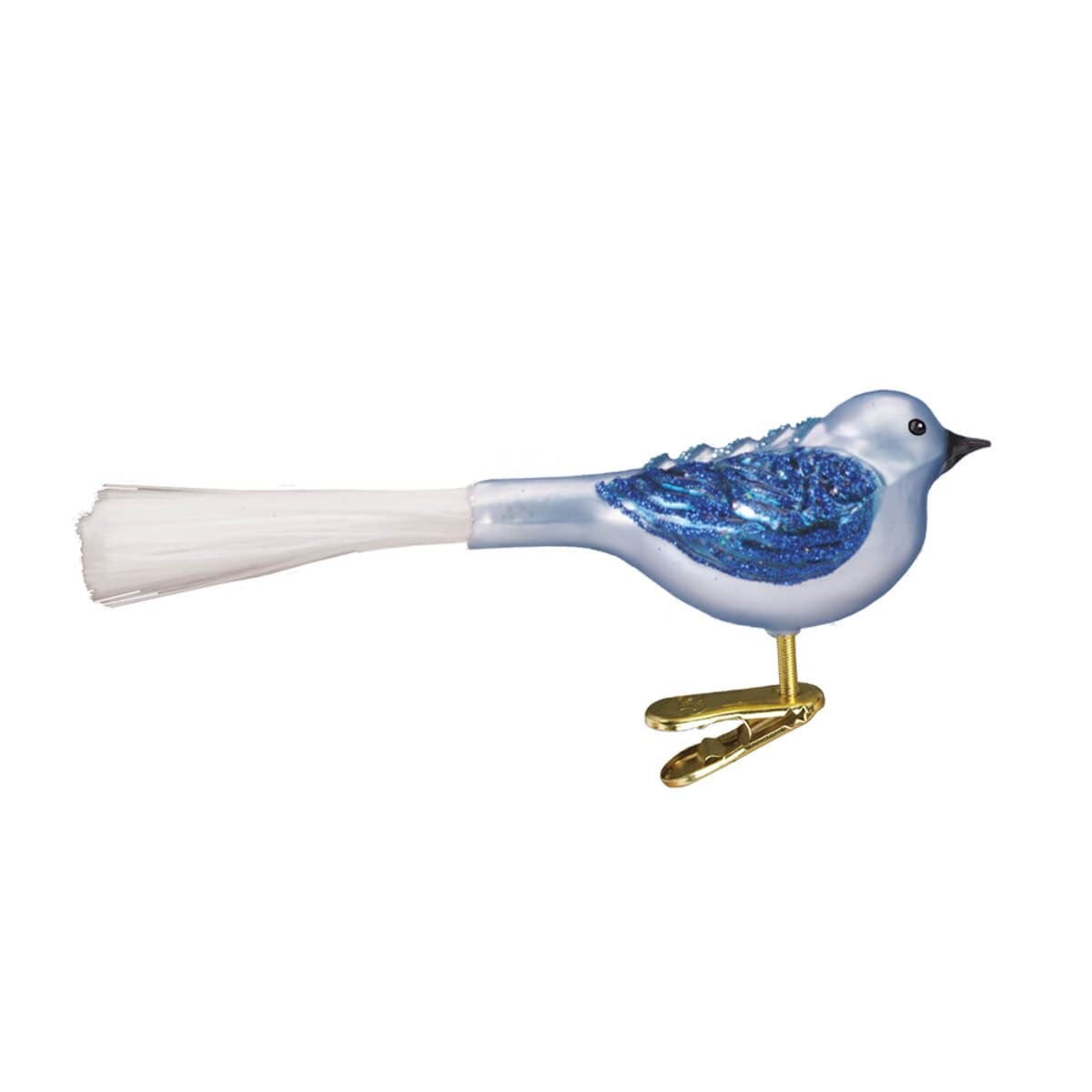 Fat Blue Glitter Bird Ornament