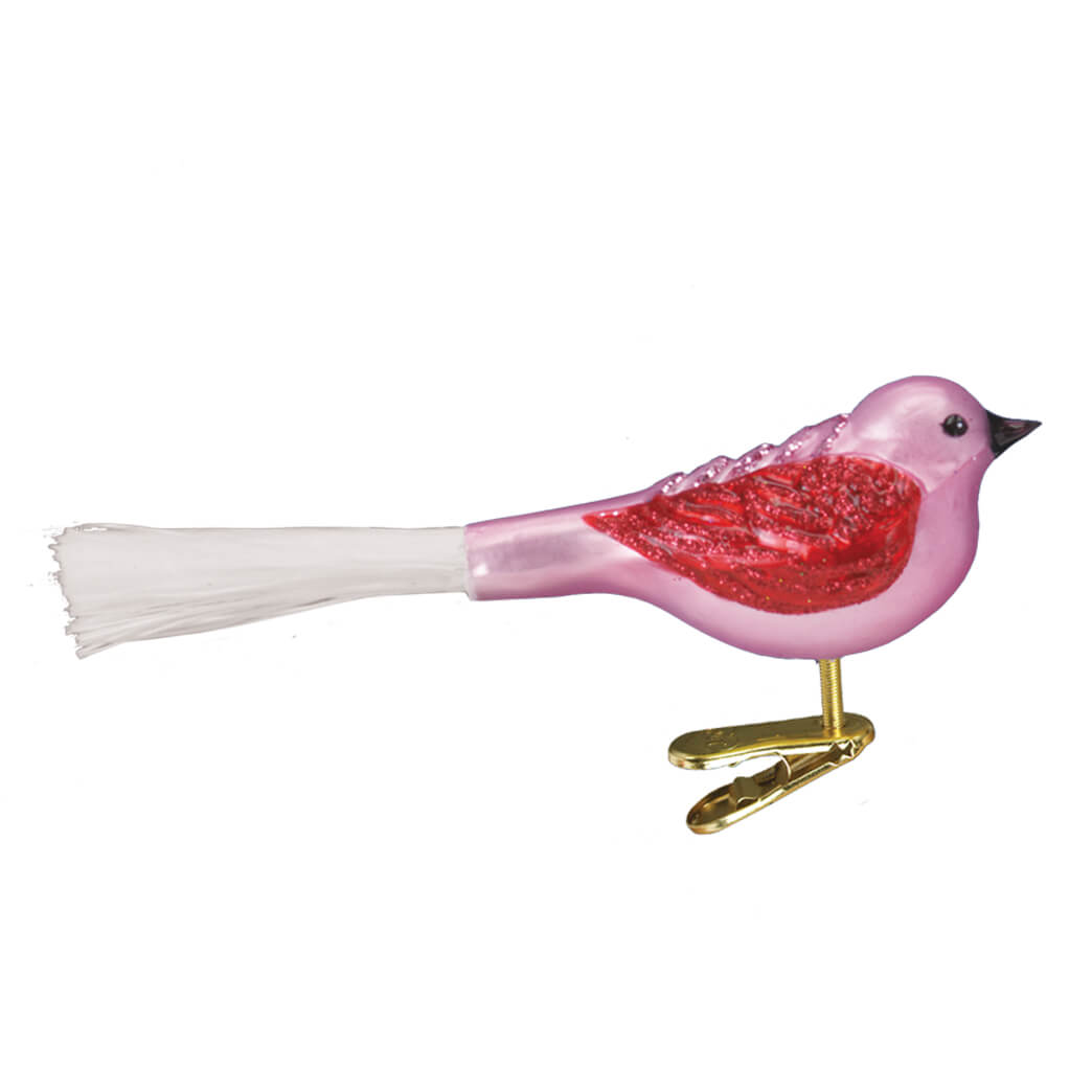 Fat Pink Glitter Bird Ornament