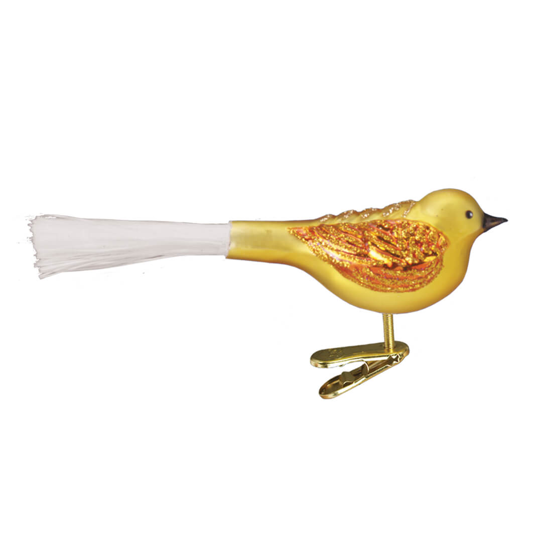 Fat Yellow Glitter Bird Ornament