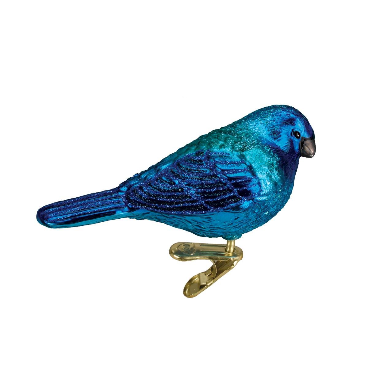 Indigo Bunting Clip-On Bird Ornament