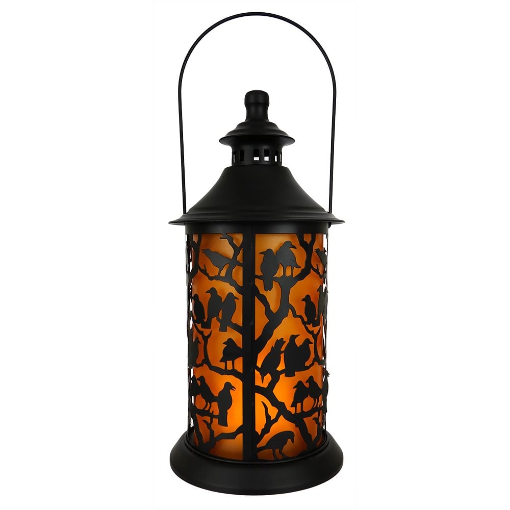 Crows on Branch Silhouette Lighted Lantern