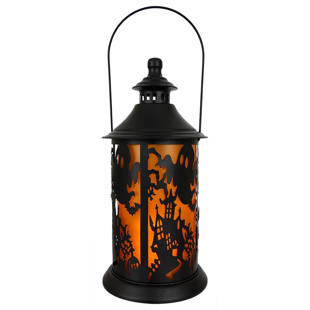 Ghosts Over Haunted House Silhouette Light Lantern