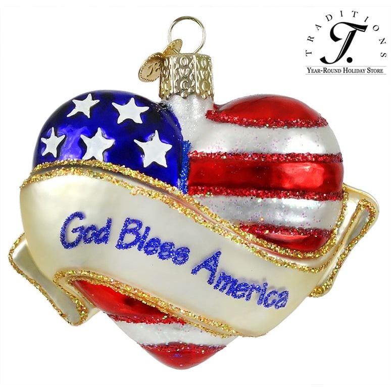 God Bless America Heart Ornament