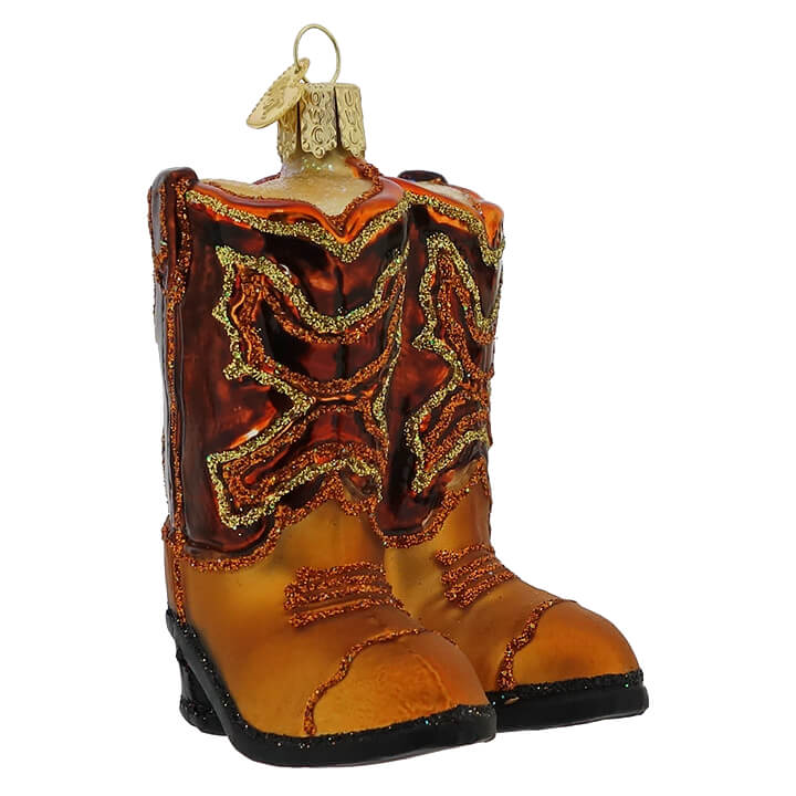 Beige & Brown Cowboy Boots Ornament