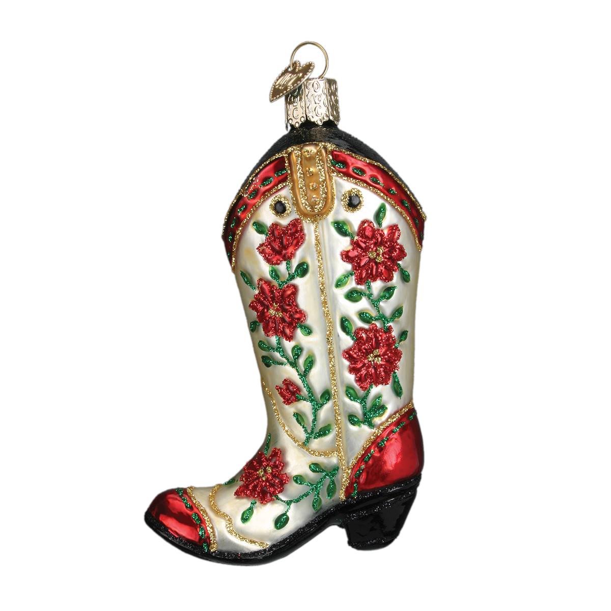Christmas Cowgirl Boot Ornament