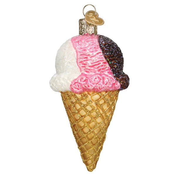 Neapolitan Ice Cream Cone Ornament