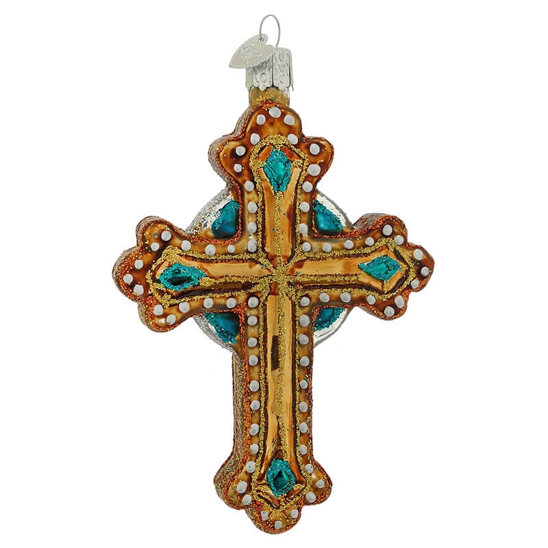 Blue Jeweled Cross Ornament