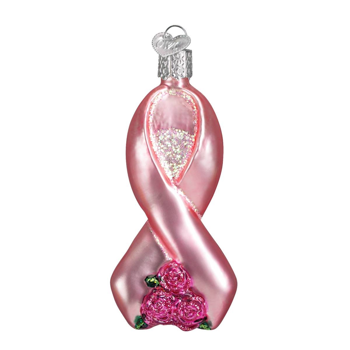 Pink Ribbon With Roses Ornament