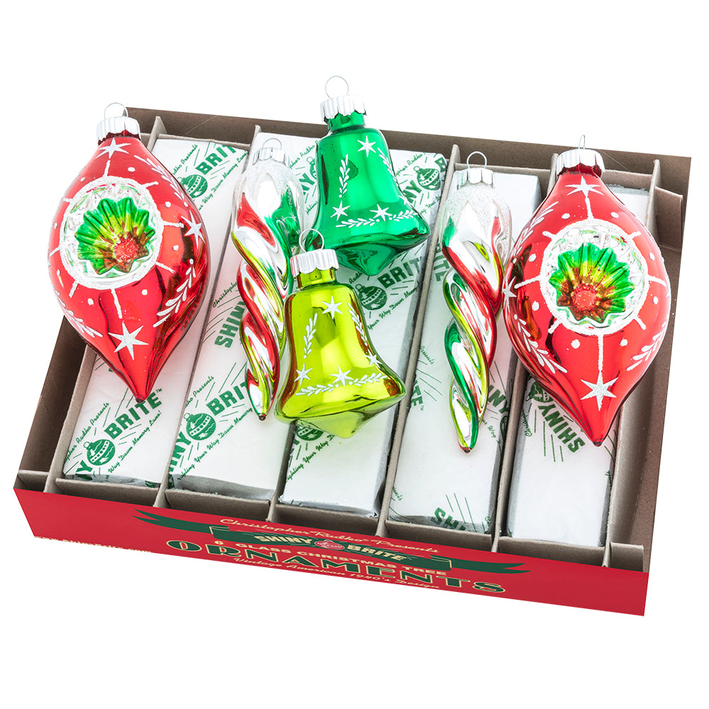 Holiday Splendor Assorted Shape Ornaments Set/6