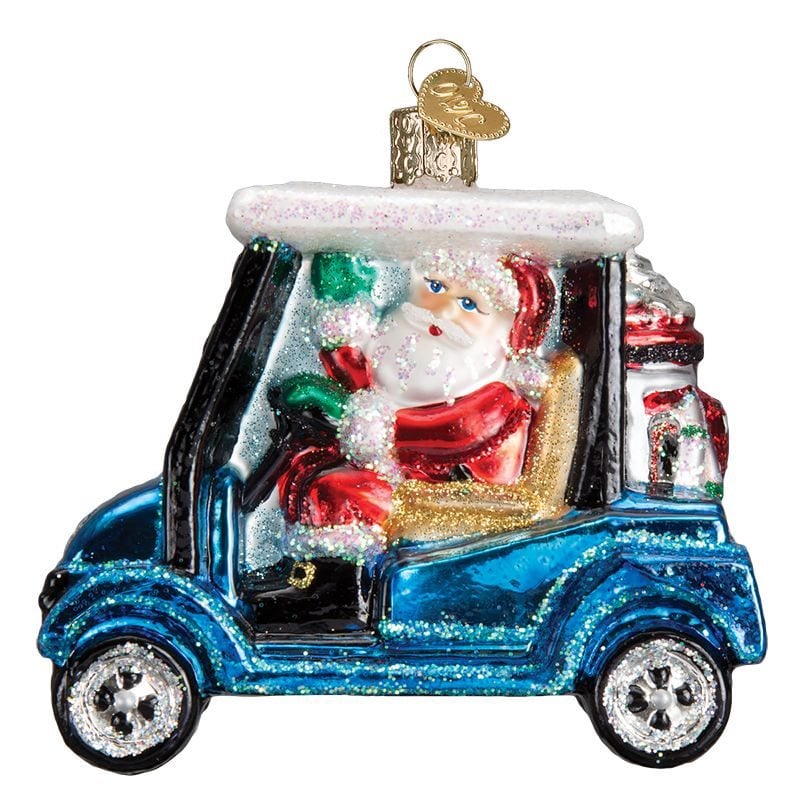 Golf Cart Santa Ornament