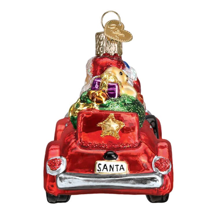 Santa in Antique Car Ornament
