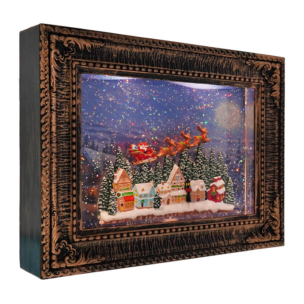 Flying Santa Lighted Water Picture Frame
