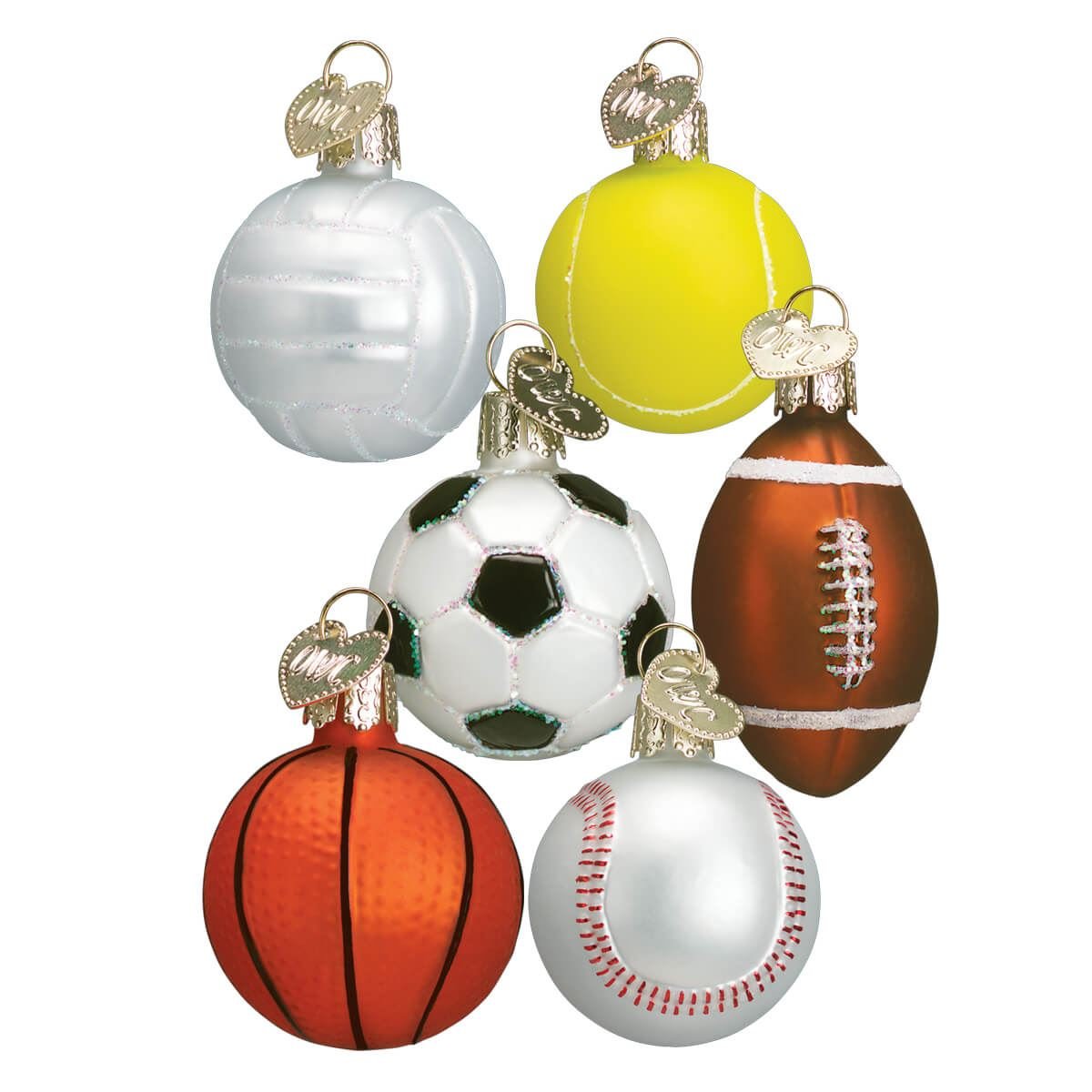 Miniature Sport Ball Ornaments Set/6