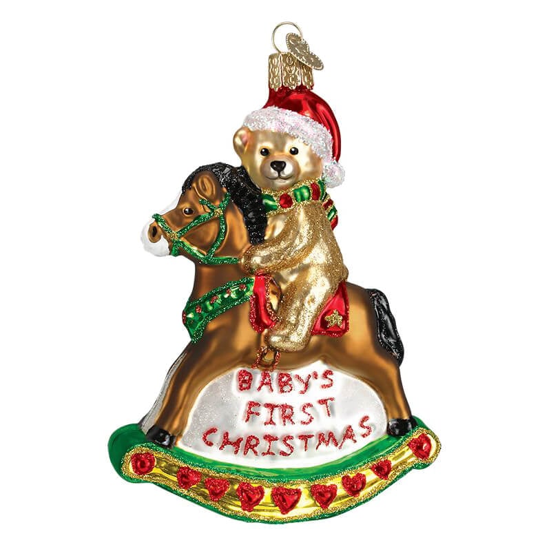 Baby's 1st Christmas Rocking Horse Teddy Ornament