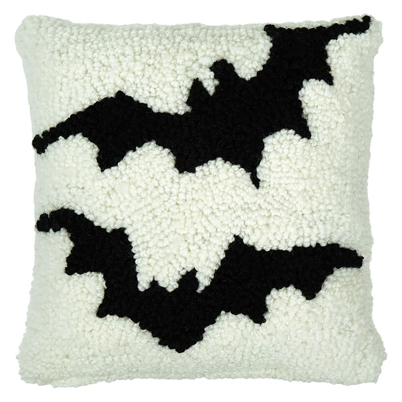 Spooky Bat Hooked Pillow