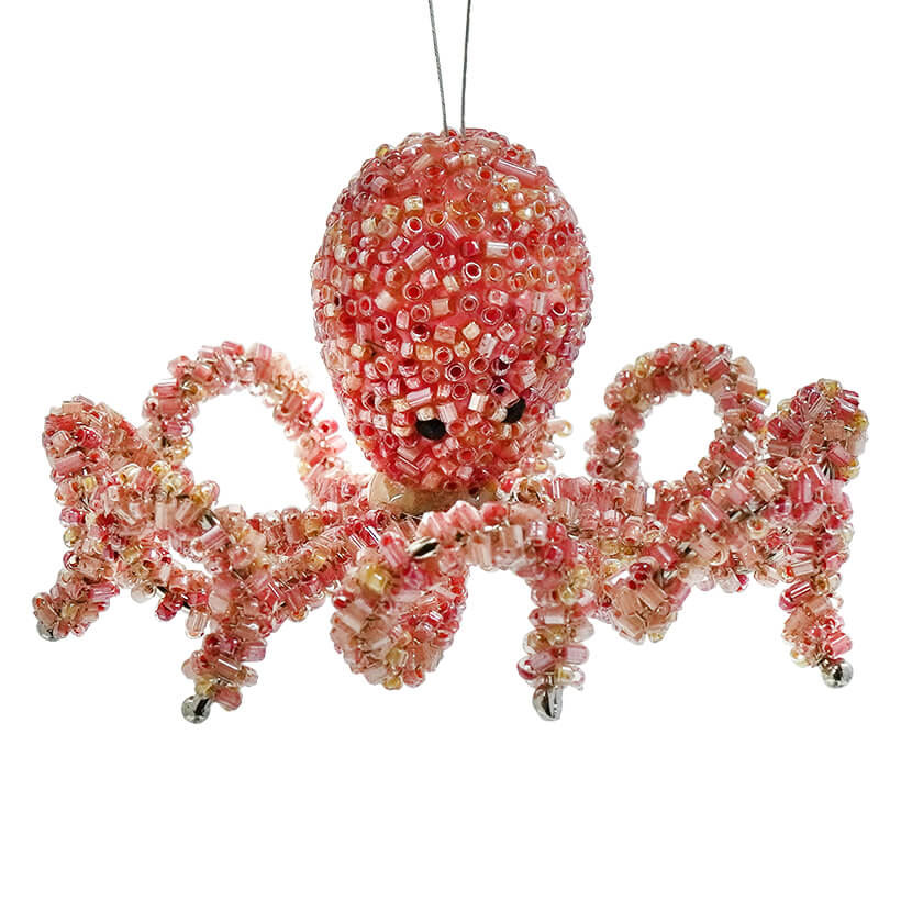 Pink Beaded Octopus Ornament