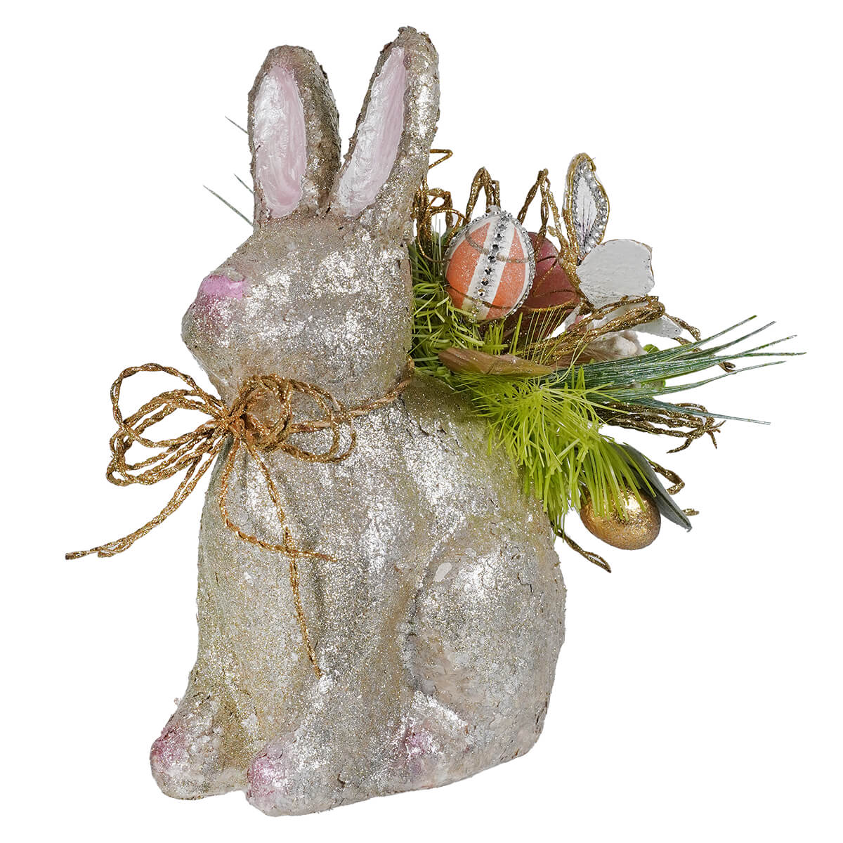 Glittered Bunny with Flowers