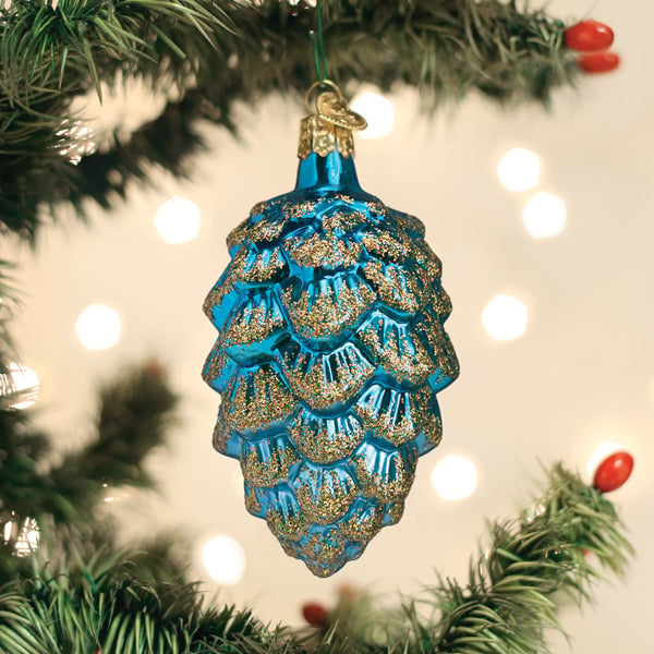 Blue Ponderosa Pine Cone Ornament