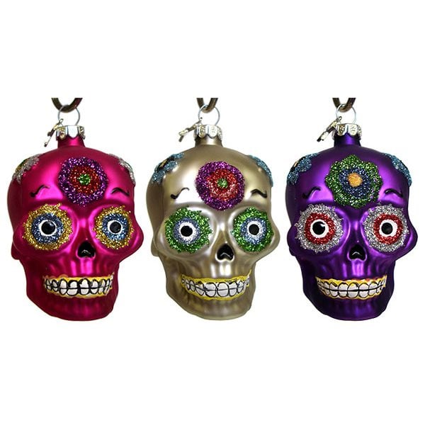 Day of the Dead Skull Ornaments Set/3