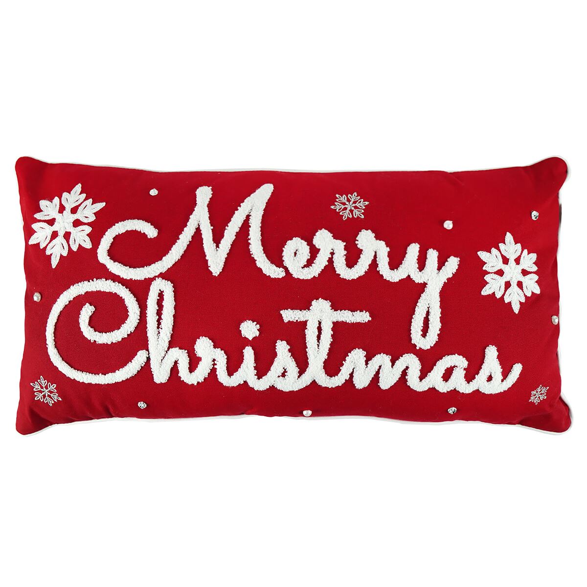 Merry Christmas Snowflakes Pillow