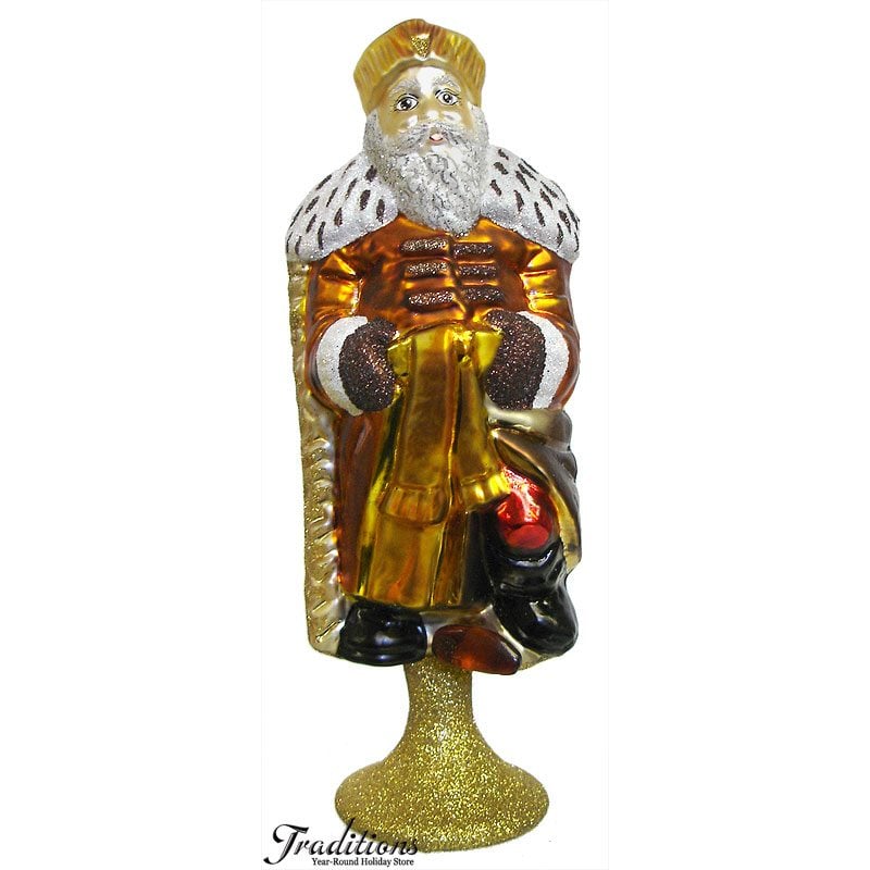 Amber Santa Pedestal Ornament