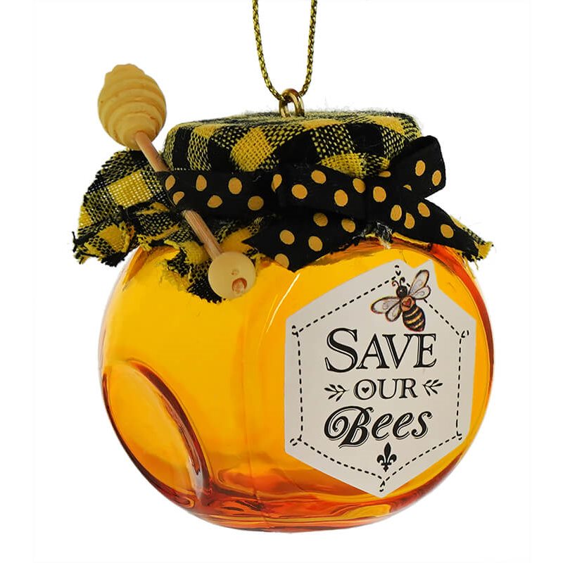 Save Our Bees Glass Honey Jar Ornament