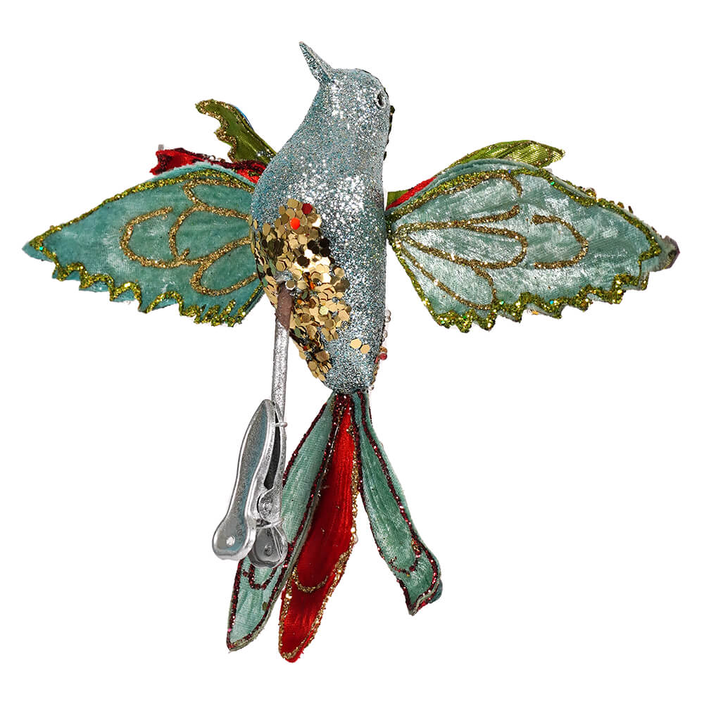 Blue Multicolored Glittered & Jeweled Bird Clip Ornament