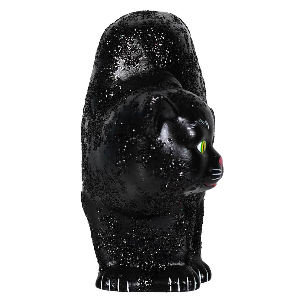 Glittered Arched Back Scaredy Black Cat Figurine