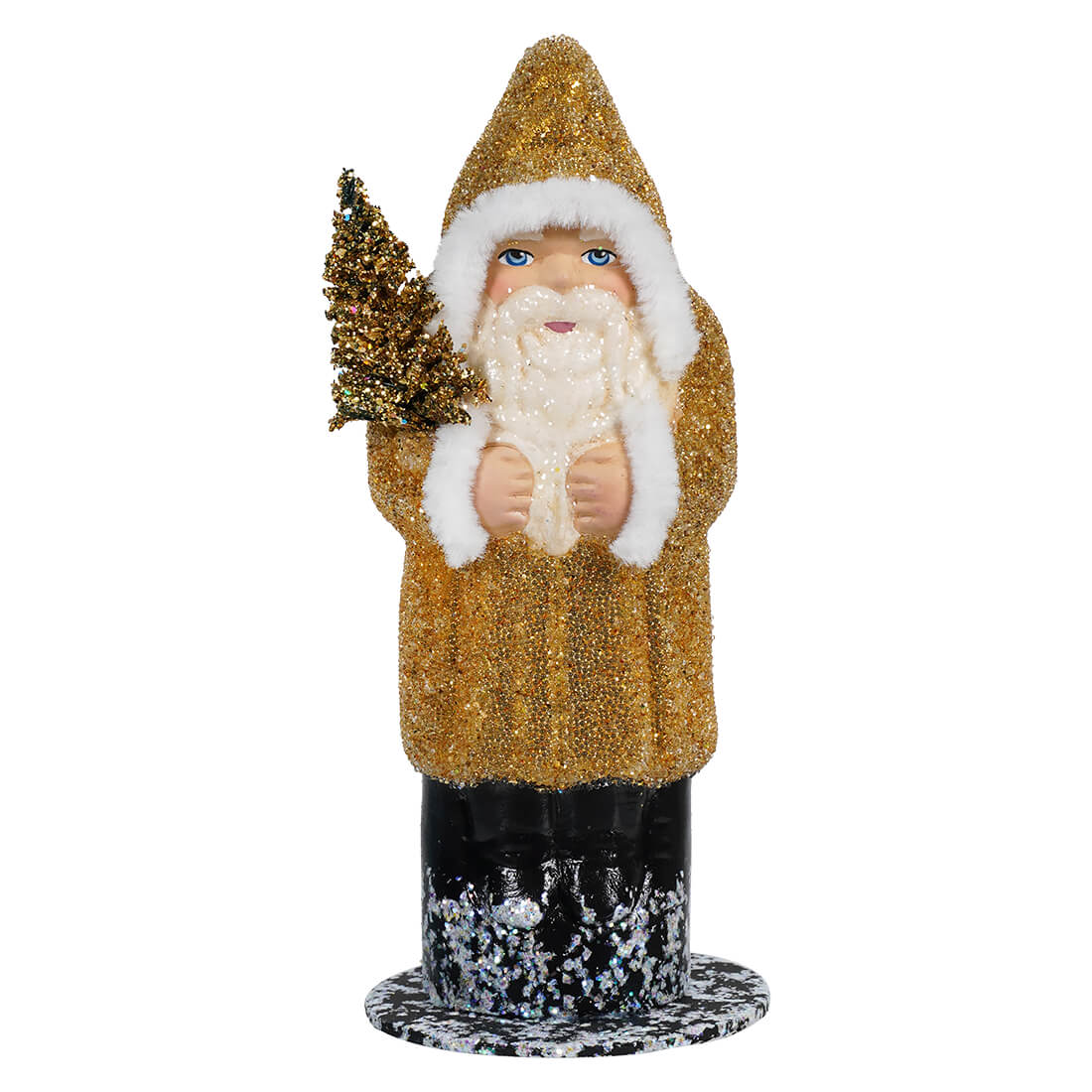 Ino Schaller Gold Beaded Santa Holding Tree