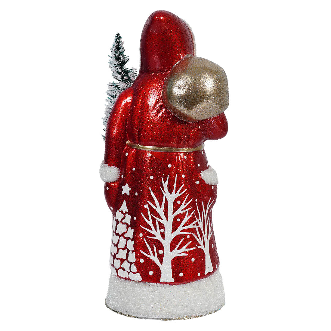Ino Schaller Red Coat Winter Scene Santa Holding Tree